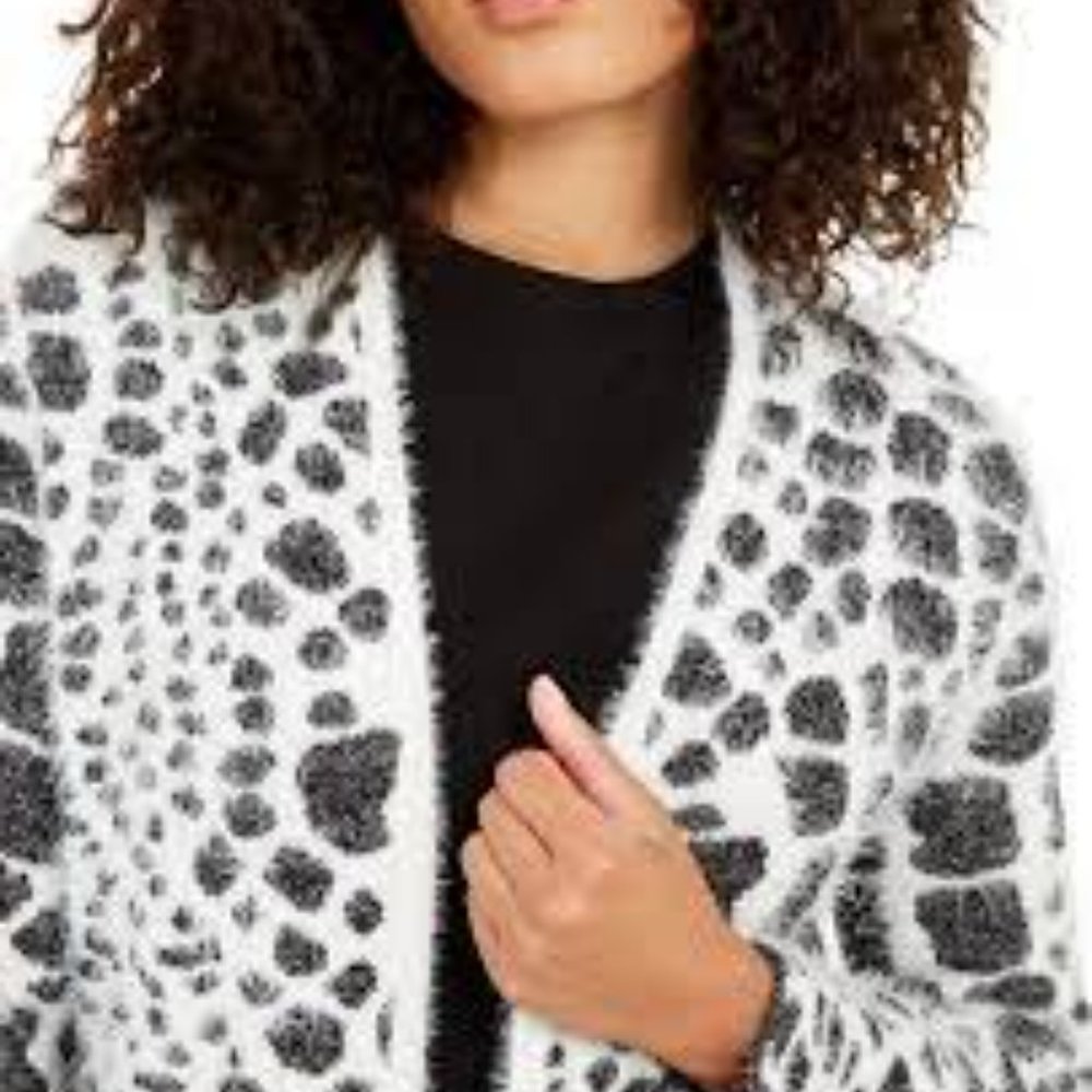 Francesca's Ayla long cardigan jacket in animal print